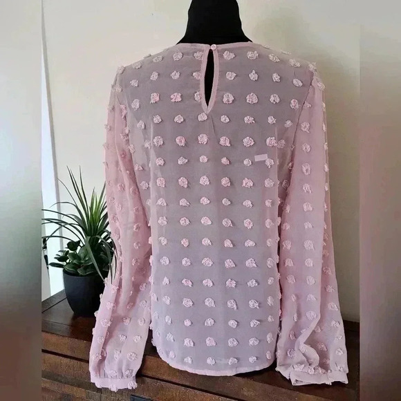 ❤️ Pretty Pink Shein Long Sleeved Sheer Blouse - Picture 3 of 11